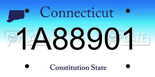 1A88901 Connecticut License Plate