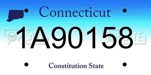 1A90158 Connecticut License Plate
