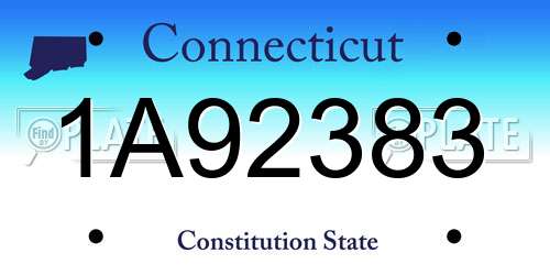 1A92383 Connecticut License Plate