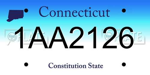 1AA2126 Connecticut License Plate