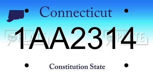 1AA2314 Connecticut License Plate