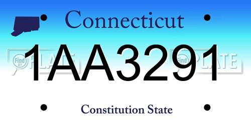 1AA3291 Connecticut License Plate