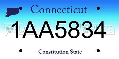 1AA5834 Connecticut License Plate