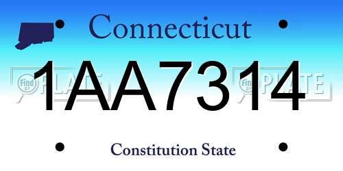 1AA7314 Connecticut License Plate