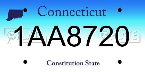 1AA8720 Connecticut License Plate
