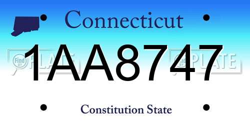 1AA8747 Connecticut License Plate