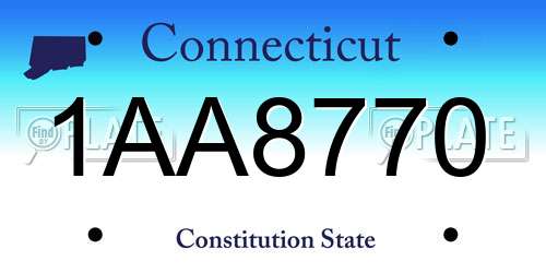 1AA8770 Connecticut License Plate