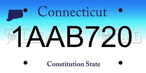 1AAB720 Connecticut License Plate