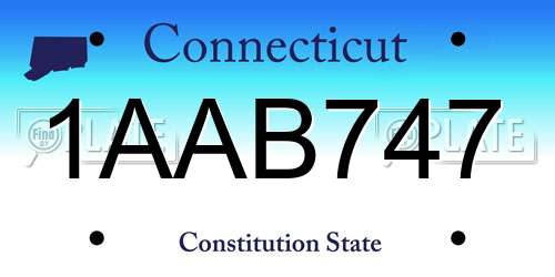 1AAB747 Connecticut License Plate
