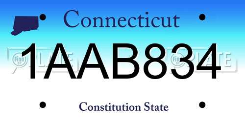 1AAB834 Connecticut License Plate