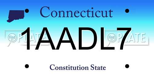 1AADL7 Connecticut License Plate