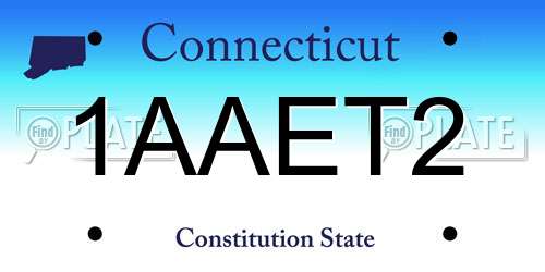 1AAET2 Connecticut License Plate