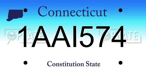 1AAI574 Connecticut License Plate