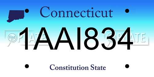 1AAI834 Connecticut License Plate