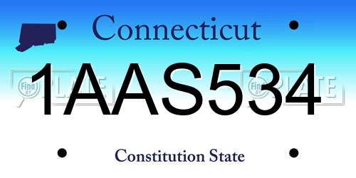1AAS534 Connecticut License Plate