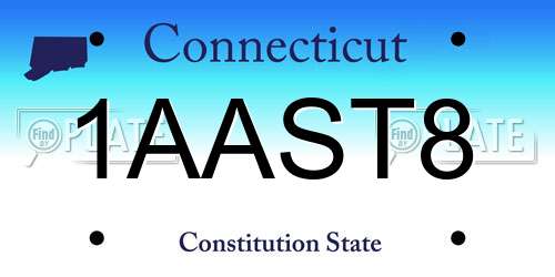 1AAST8 Connecticut License Plate
