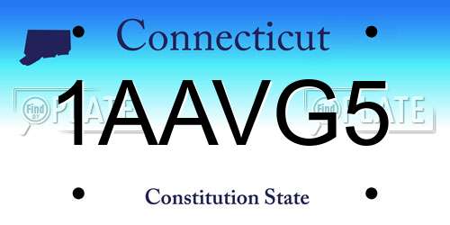 1AAVG5 Connecticut License Plate