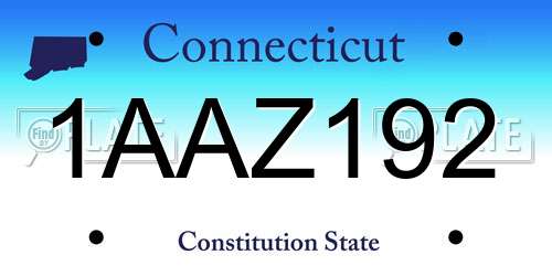 1AAZ192 Connecticut License Plate
