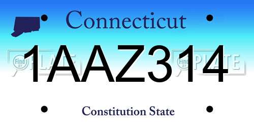 1AAZ314 Connecticut License Plate
