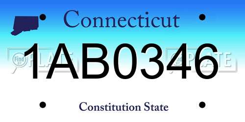 1AB0346 Connecticut License Plate