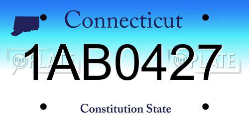 1AB0427 Connecticut License Plate