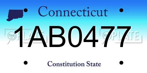 1AB0477 Connecticut License Plate