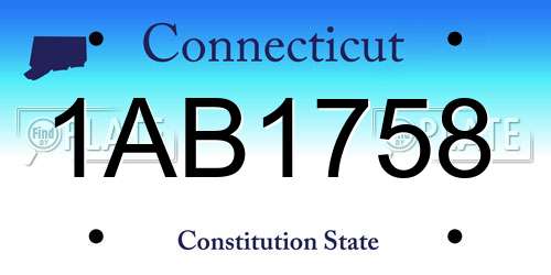 1AB1758 Connecticut License Plate