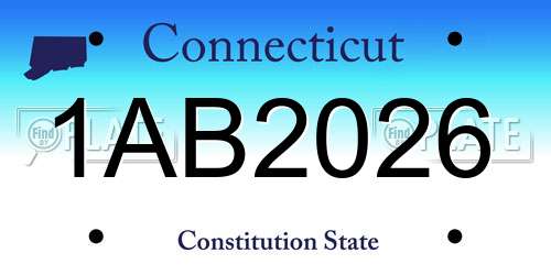 1AB2026 Connecticut License Plate
