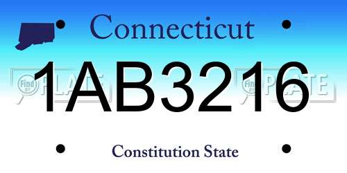 1AB3216 Connecticut License Plate