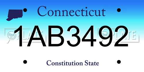 1AB3492 Connecticut License Plate