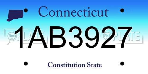 1AB3927 Connecticut License Plate