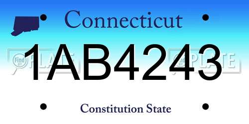 1AB4243 Connecticut License Plate