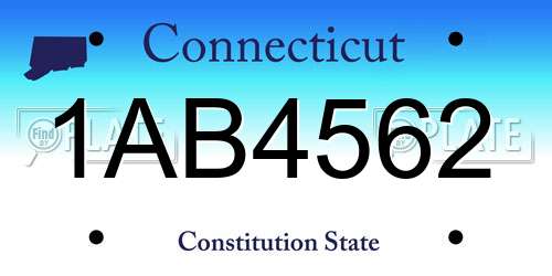 1AB4562 Connecticut License Plate