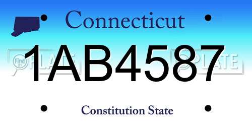 1AB4587 Connecticut License Plate