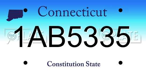 1AB5335 Connecticut License Plate