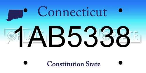 1AB5338 Connecticut License Plate