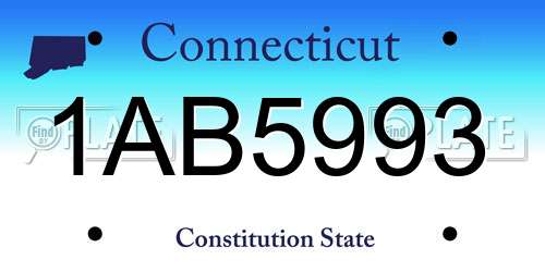 1AB5993 Connecticut License Plate