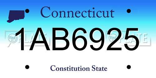 1AB6925 Connecticut License Plate