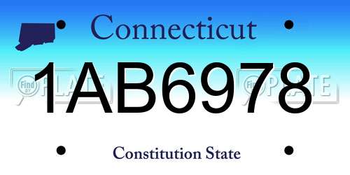 1AB6978 Connecticut License Plate