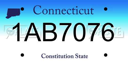 1AB7076 Connecticut License Plate