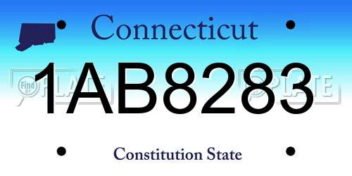 1AB8283 Connecticut License Plate