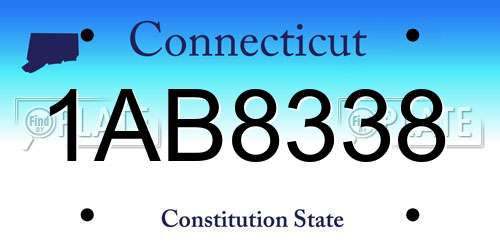 1AB8338 Connecticut License Plate