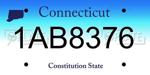 1AB8376 Connecticut License Plate