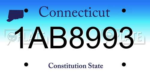 1AB8993 Connecticut License Plate