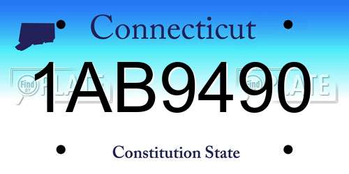 1AB9490 Connecticut License Plate