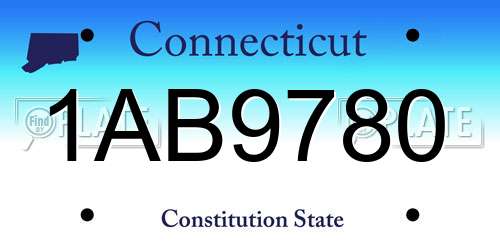 1AB9780 Connecticut License Plate
