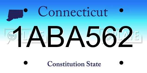 1ABA562 Connecticut License Plate