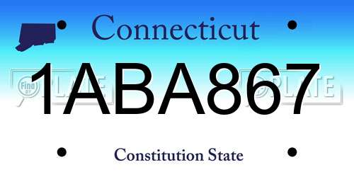1ABA867 Connecticut License Plate