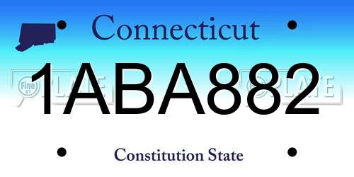 1ABA882 Connecticut License Plate