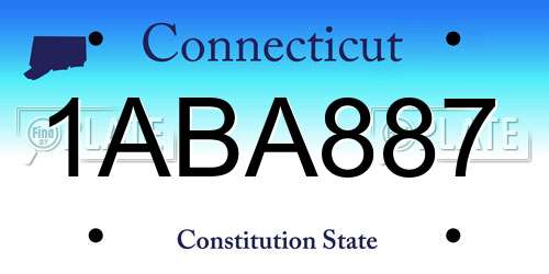 1ABA887 Connecticut License Plate